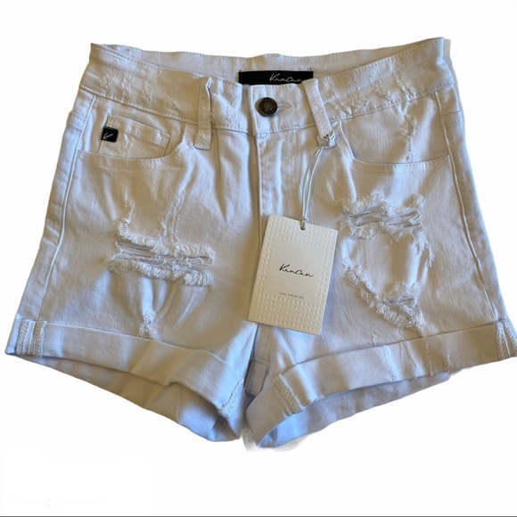 KanCan White Distressed Denim Shorts NWT 3/25 - Picture 4 of 12